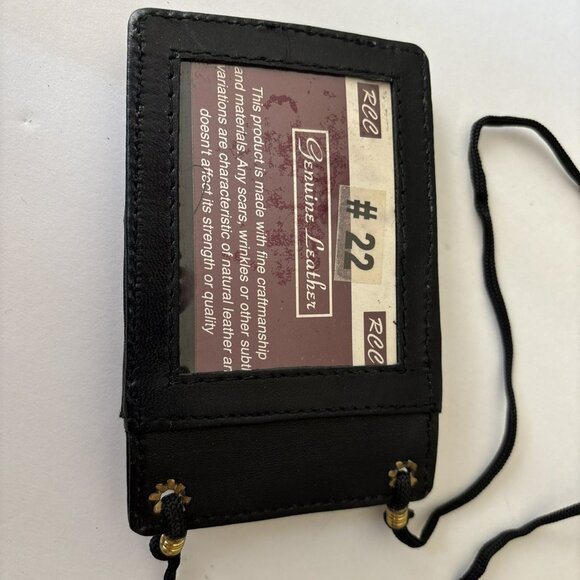 Genuine leather name badge and business card holder with adjustable neck strap - Picture 2 of 3